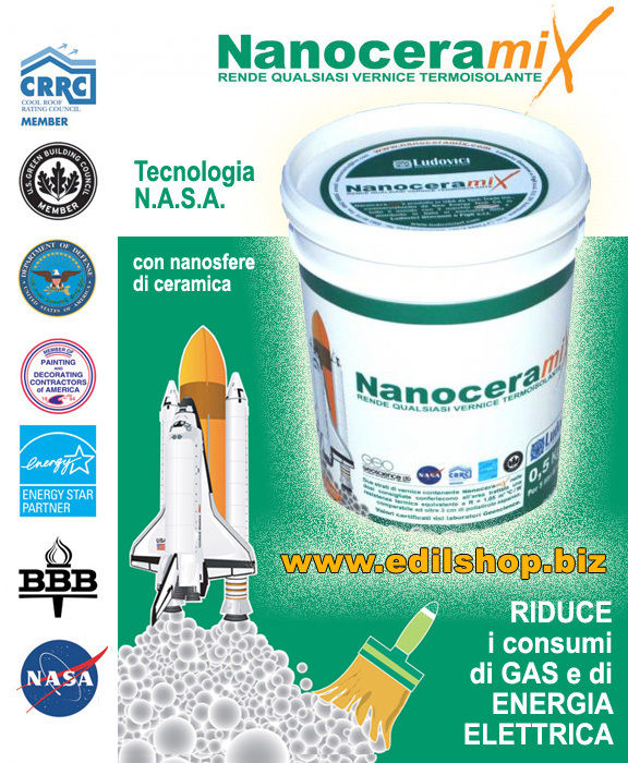 Termoriflettente Nanoceramix additivo con nanosfere di ceramica applicato su pareti per isolamento