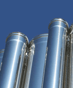 Vari elementi di canna fumaria in acciaio inox lucido e coibentato