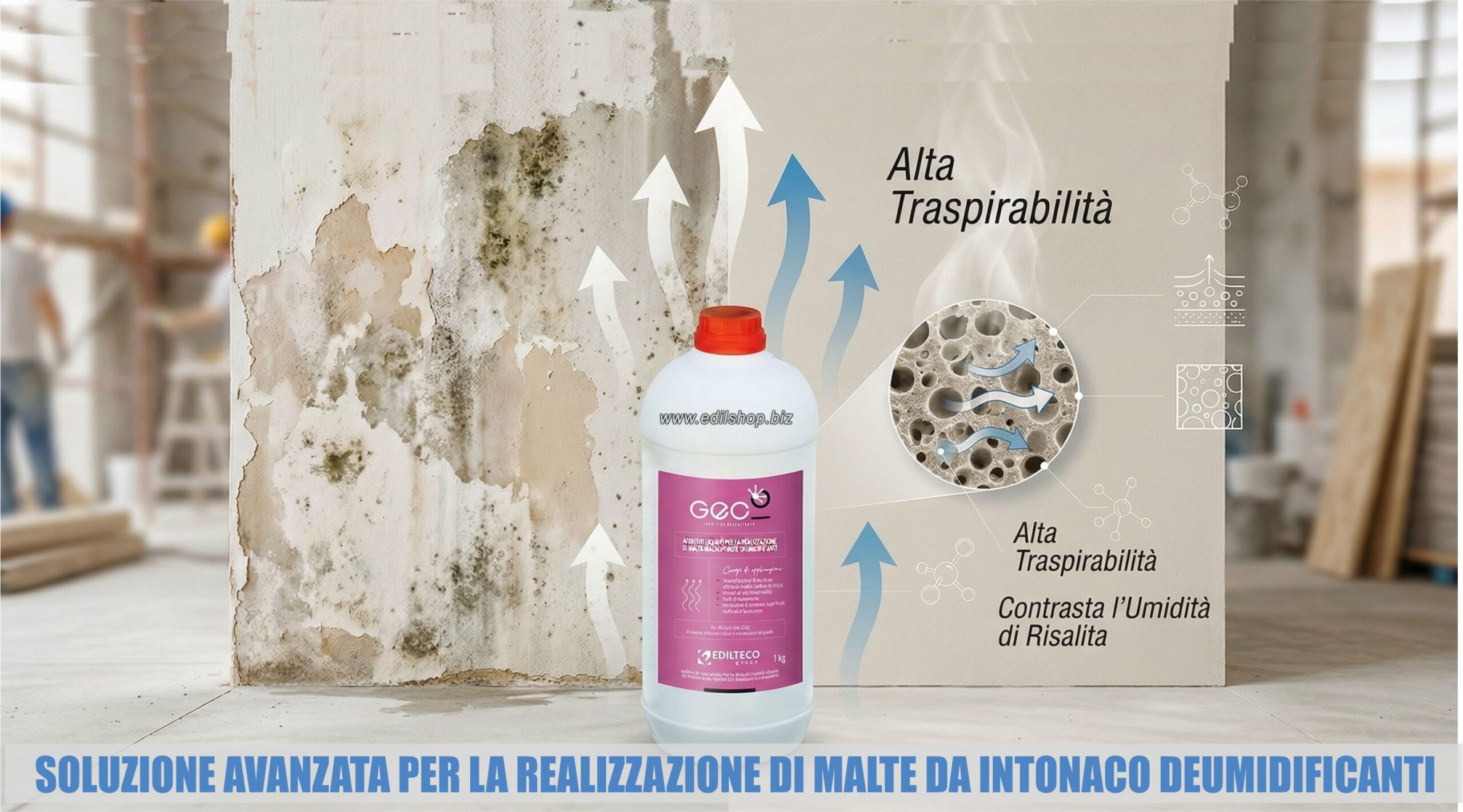 Additivo GECO DRYMUR per malta intonaco deumidificante e risanante murature