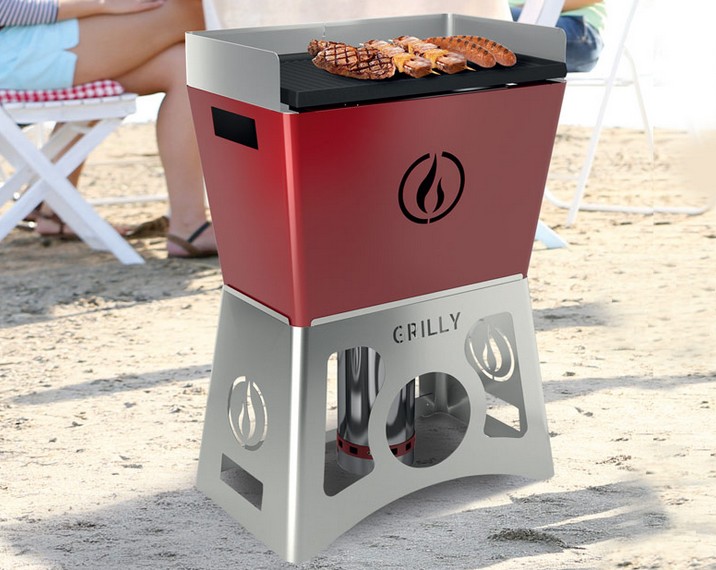 Barbecue a pellet GRILLY Bordeaux con piastra in ghisa smaltata professionale
