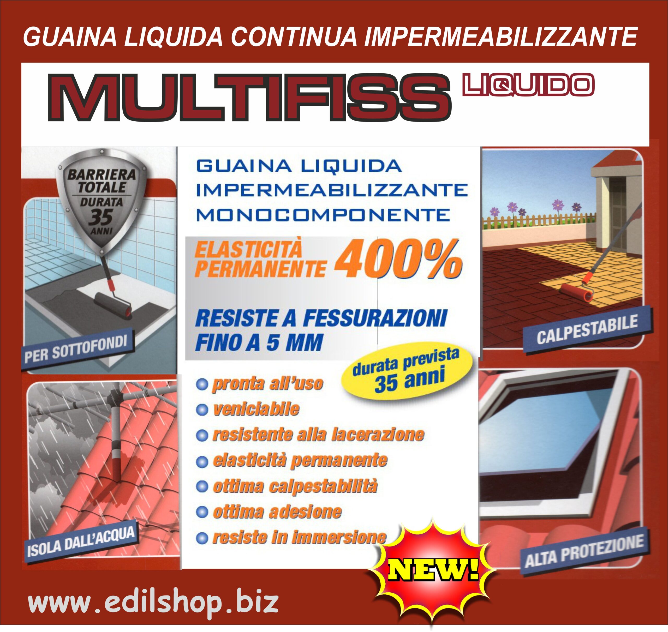 MULTIFISS LIQUIDO Guaina liquida membrana ai polimeri MS impermeabilizzante (FINITURA) - immagine 7