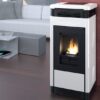 Stufa a pellet idro Twister Linea VZ in maiolica con decoro a rombi