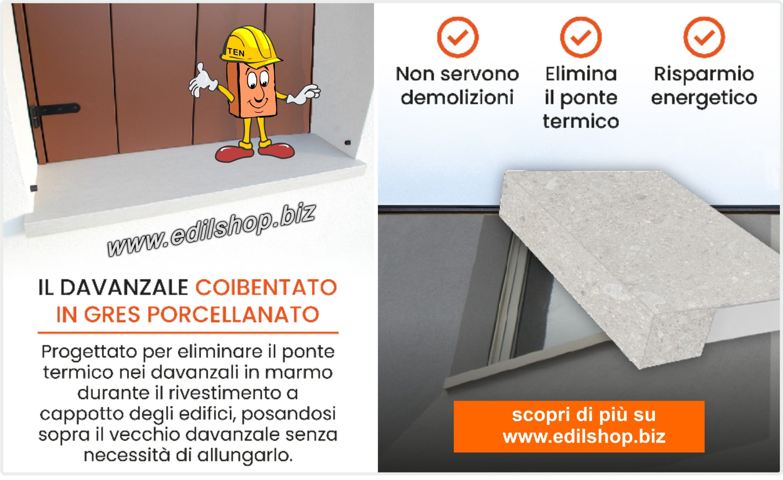 Davanzale Coibentato Soglia a pavimento e per cappotto