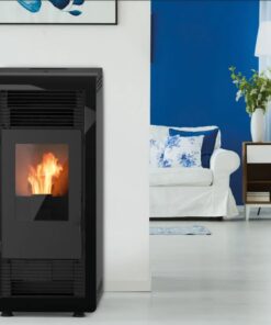 Stufa a pellet Marte ventilata con cornice in vetro e display touch