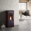 Stufa a pellet Grazia Plus Multipower in acciaio nei colori rosso bianco nero