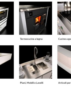Rizzoli-Stufe-Termostufe-Cappe aspiranti-Cucine legna-Professionali-Termocucine-Cucine-gas-elettriche-Piani-Mobili-Lavelli-Articoli Fumisti