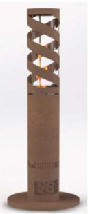 Fungo riscaldatore a pellet IBISCUS con finitura effetto corten e spirale protettiva