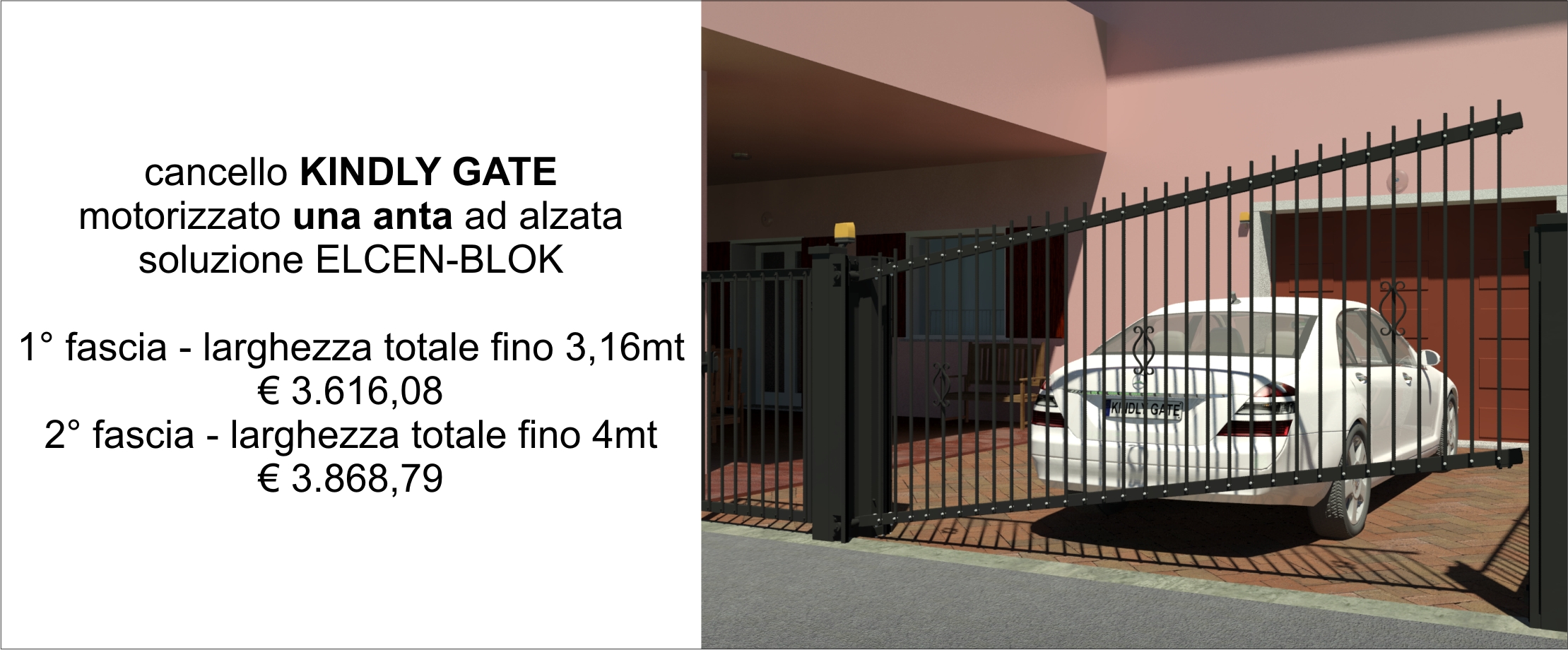 Esempi Cancello elettrico ad alzata verticale sistema salvaspazio automatico per ingressi residenziali.