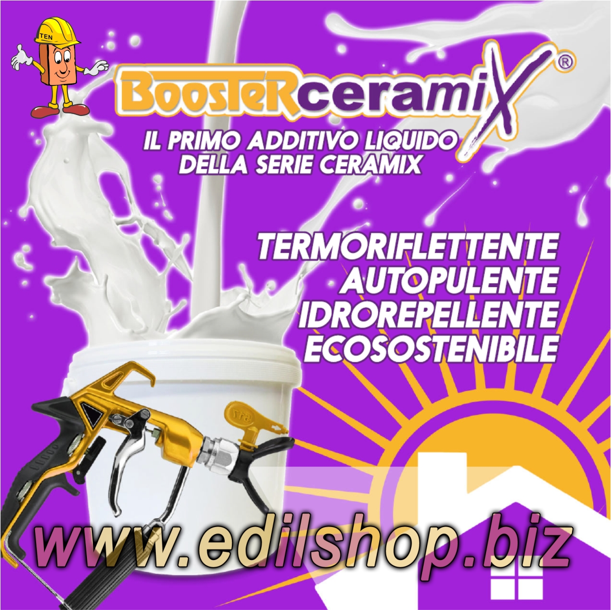 Boosterceramix Additivo Liquido Termo Riflettente per isolamento termico vernici