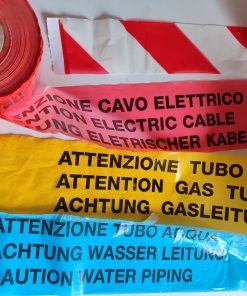 Nastro Segnaletico Acqua Elettrico Gas Bianco-Rosso