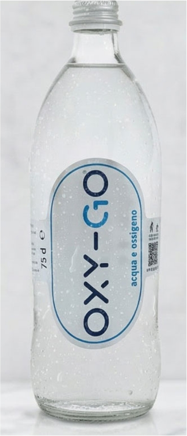 Acqua arricchita Oxy Go Ossigeno da bere in bottiglia di vetro da