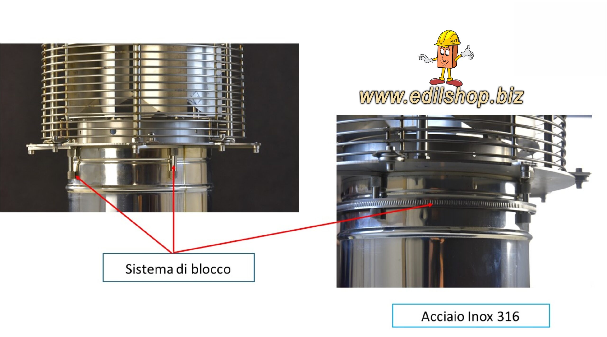 Tira Camino Comignolo Antifumo Turbo Fire in Acciaio Inox 316 - immagine 6