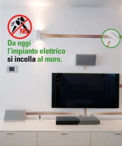 Nastro Adesivo Elettrico Conduttivo Certificato applicato sulla parete per collegamenti elettrici