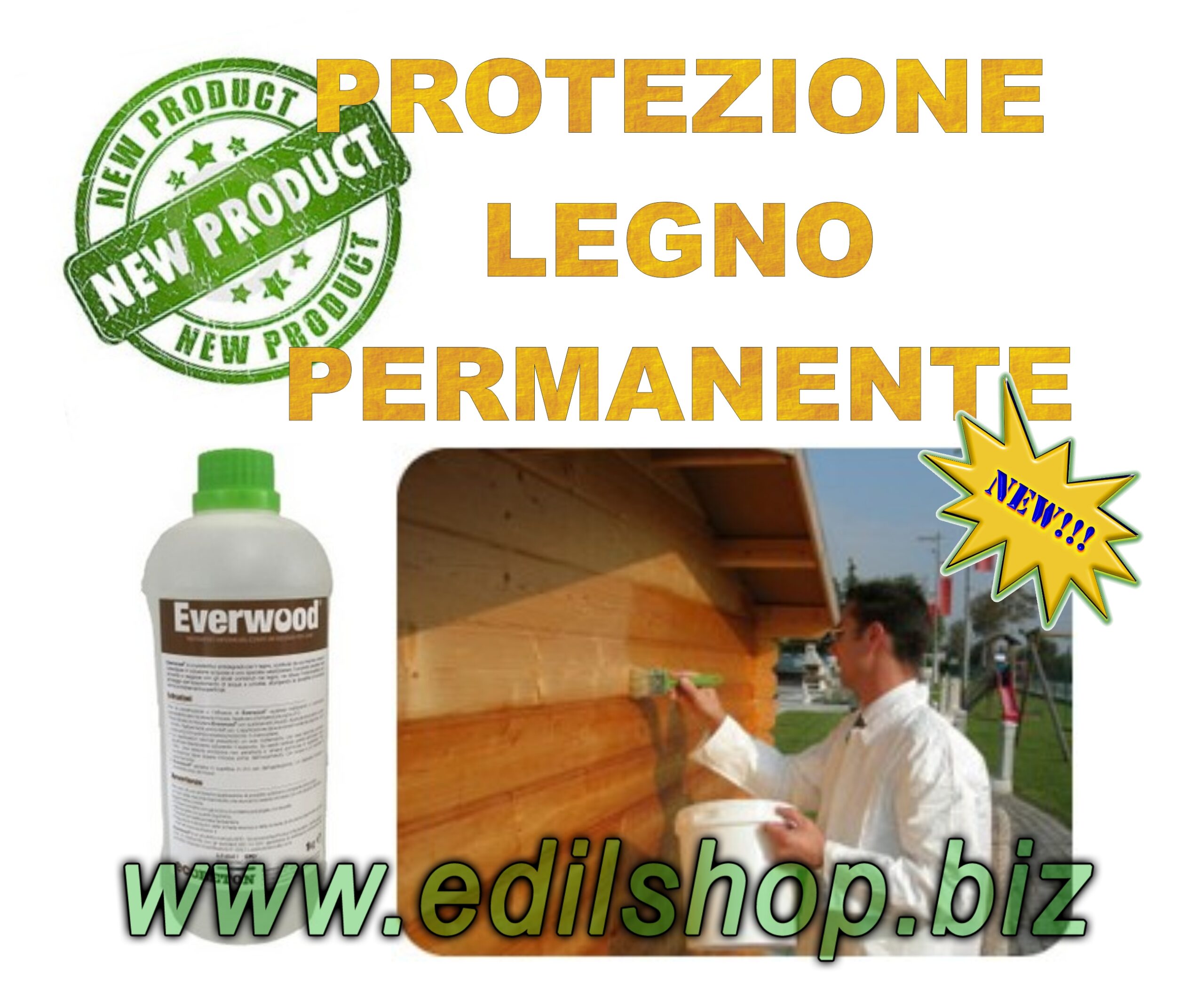 Protezione definitiva permanente trasparente EverWood applicata a pennello sul legno.